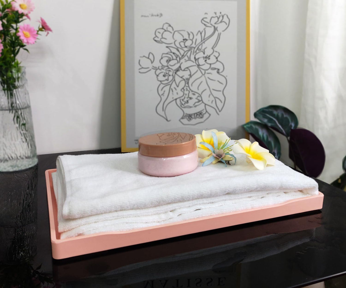 Large Pink Serving Tray (15 x 10.6 inch) for Gathering Small Items