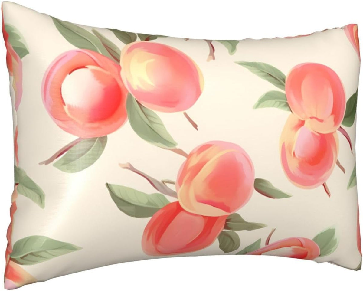 Satin Pillowcase for Hair and Skin, Pink Peach Pattern Pillow Cover Queen Size 20x30 Inch Soft Smooth Breathable Cooling Silky Pillow Cases with Hidden Zipper, Gifts for Women Men
