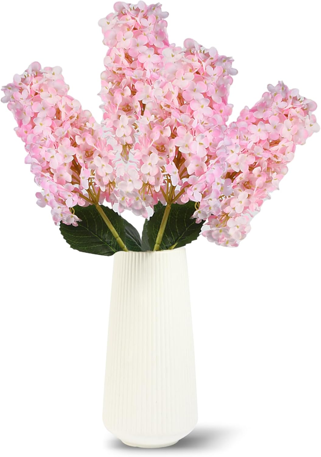 Pink Hydrangea Artificial Flowers 33.5" Conical Faux Hydrangeas