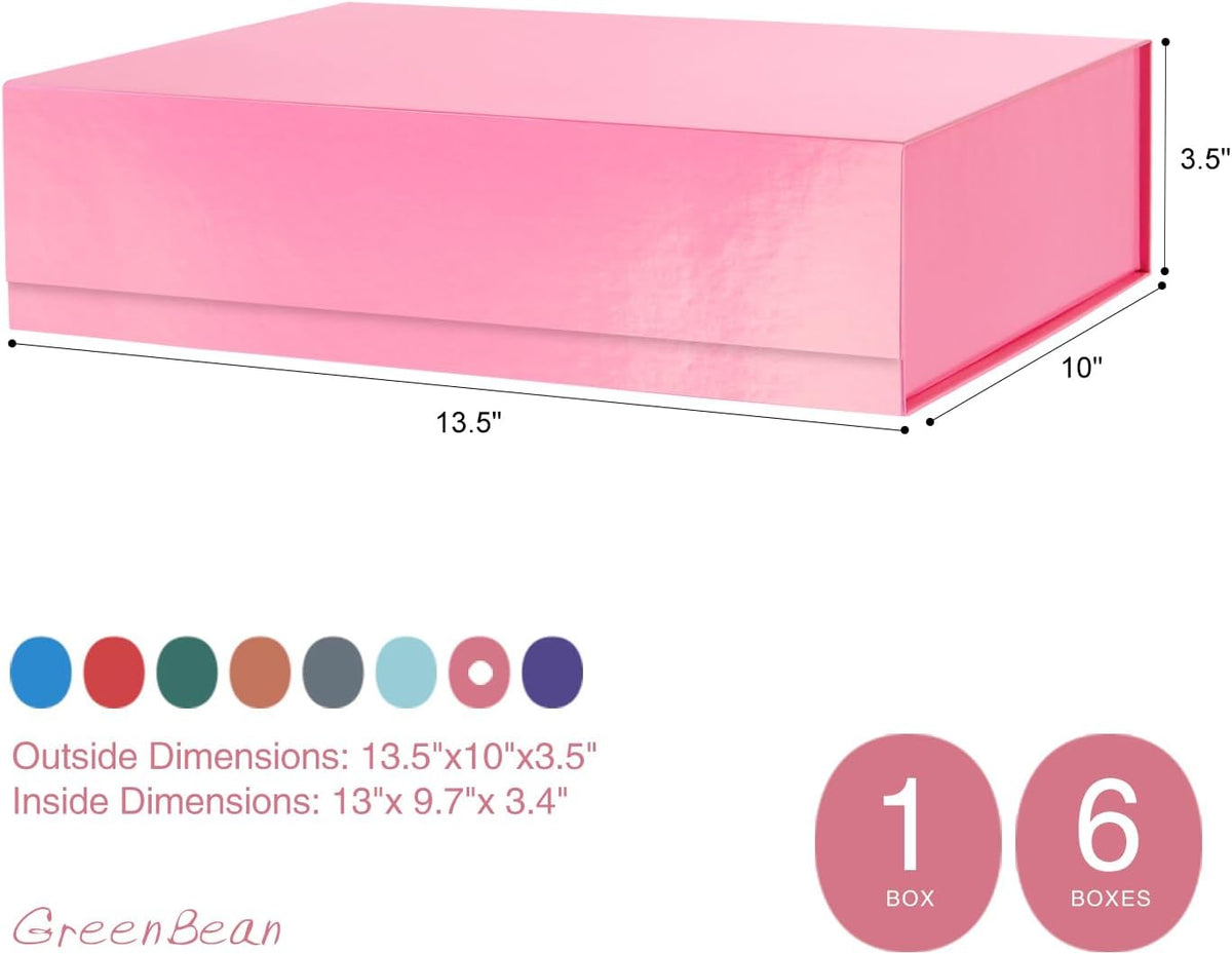 Gift Box 13x9.7x3.4 Inches, Large Pink Gift Box for Clothes