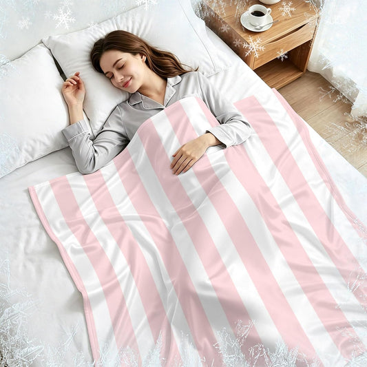 Cooling Blanket 50"x60", Classic Pink Stripes Summer Cooling Blanket Breathable Lightweight Ice Blankets Geometric Vertical Striped Blankets for Night Sweats