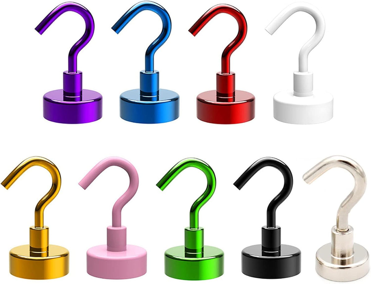 10Pieces Magnetic Utility Hooks Heavy-Duty Magnet-Hooks for Kitchen Classroom Workplace Strong Heavy-Duty Cruise Hook, 3.57CM, Pink
