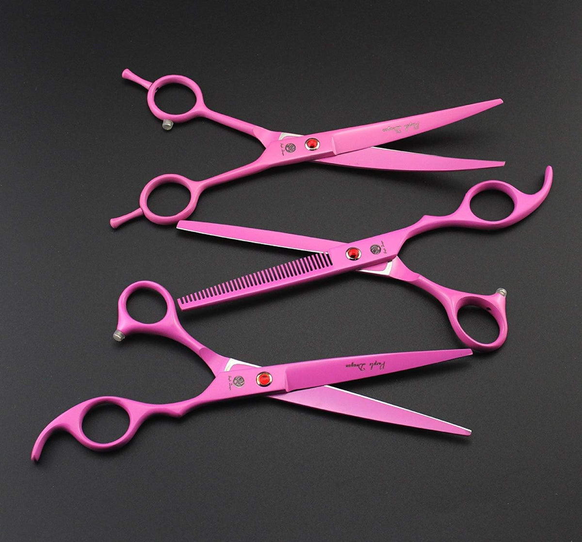 7" Dog Grooming Scissors Set with Rhinestone Accent - Pink