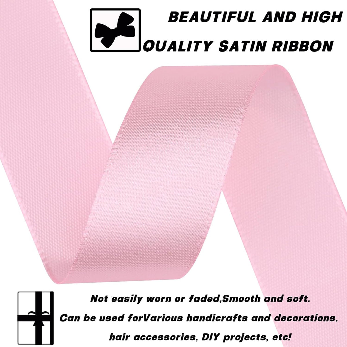 7/8 Inch 30 Yards Light Pink Satin Craft Ribbon-Single Face Polyester Ribbon for Handmade Roses,Gift Wrapping,Timeless Flower,Bouquets,Wedding and Party Decoration