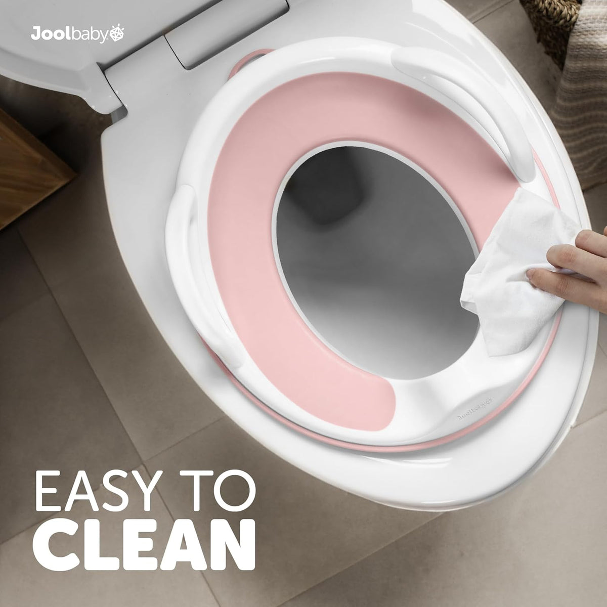 Potty Training Seat for Boys and Girls With Handles, Fits Round & Oval Toilets, Non-Slip with Splash Guard, Includes Free Storage Hook (Pink)
