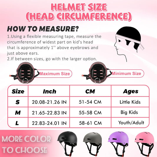 Adjustable Kids Bike Helmet for Boys Girls Youth, Kids Protective Helmets for Multi-Sports Skateboard Scooter Bicycle Cycling Skating