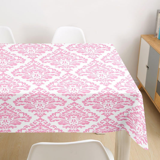 Castle Fairy Pink Damask Tablecloths,Vintage Floral Table Cloth,Coquette Bohemian Print Table Accessories for Kitchen Dining Room Decor,Elegant Classic Dining-Table Cover,55"x71"