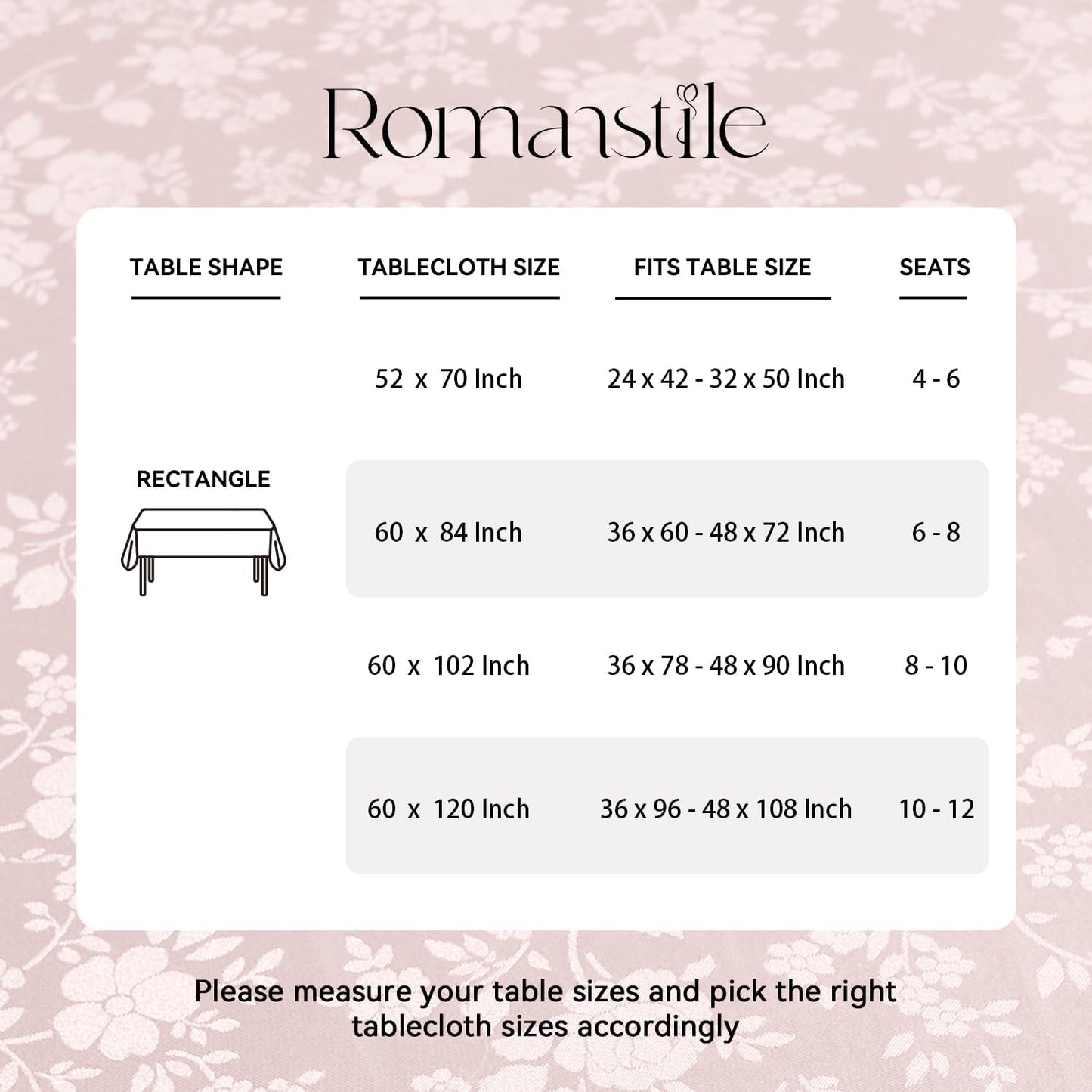 Romanstile Rectangle Vinyl Tablecloth,100% Waterproof Heavy Duty Oil Spill Proof Stain Resistant Plastic PU Table Cover with Flannel Backing for Kitchen, Dining (Rose Pink, 60 x 84)