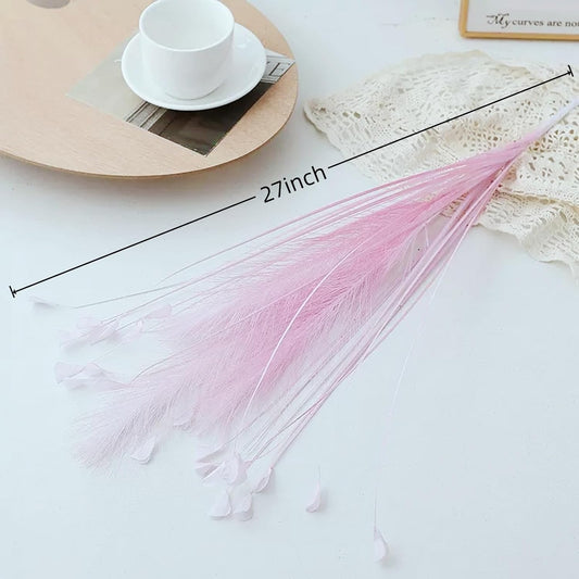 Nikuoan Faux Pampas Grass,6Pcs Fluffy Artificial Colored Peacock Grass Plants, Fake Pampas Blush Boho Decor,Vase Filler Flower Arrangement for Farmhouse Home Wedding Centerpieces (Pink)