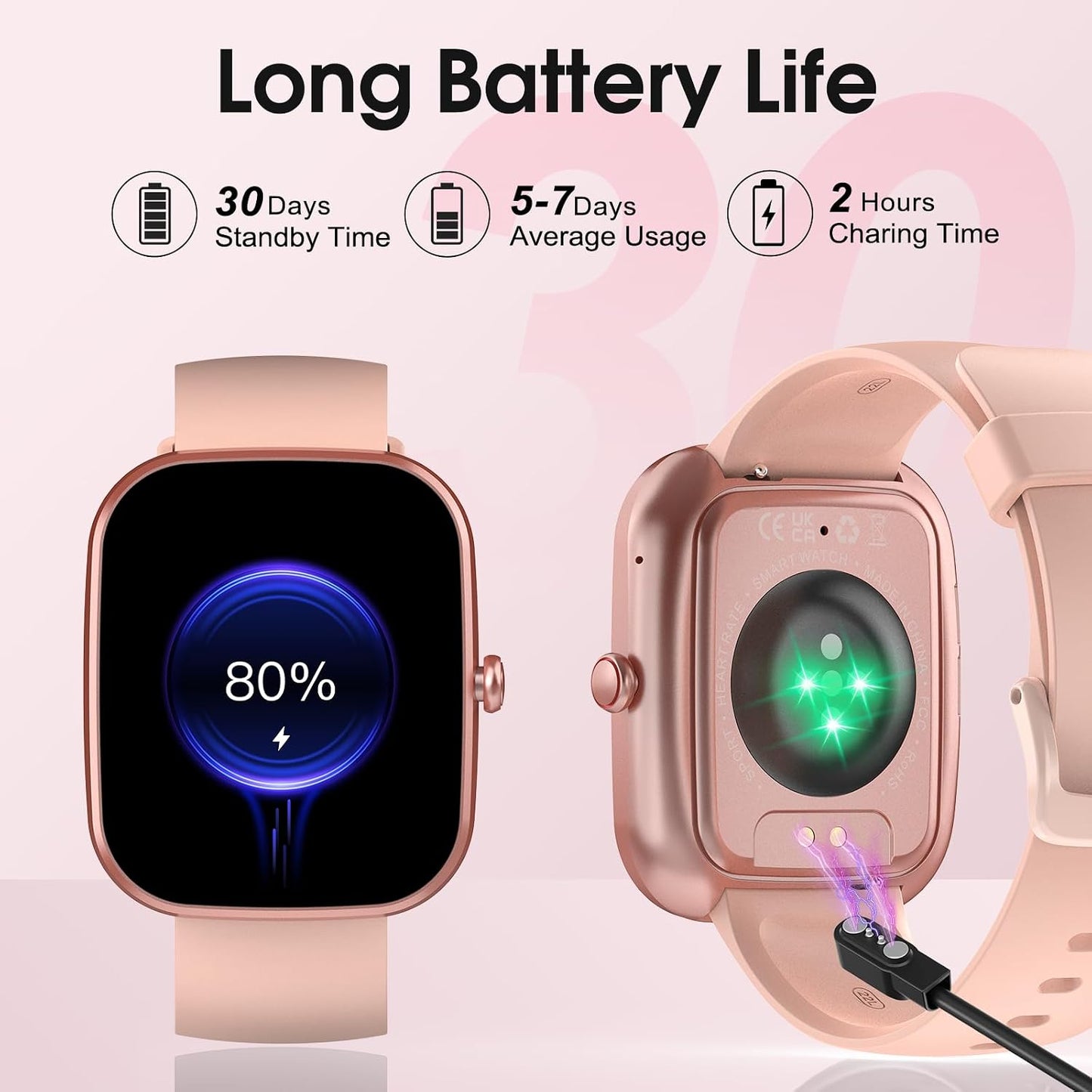 Csasan Smart Watch for Men Women(Answer/Make Call), 1.91" HD Screen Smartwatch Heart Rate/Sleep/Steps Monitor, 100+ Sports Fitness Watch, IP68 Waterproof Activity Trackers for Android iOS Pink