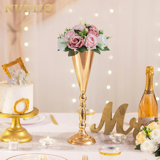 NUPTIO Flower Ball Arrangement Bouquet - 2 Pcs 9.5 inch Diameter Dusty Rose Pink White Fake Flowers Roses Balls for Centerpieces Tables - Artificial Rose for Wedding Centerpiece Table Decorations