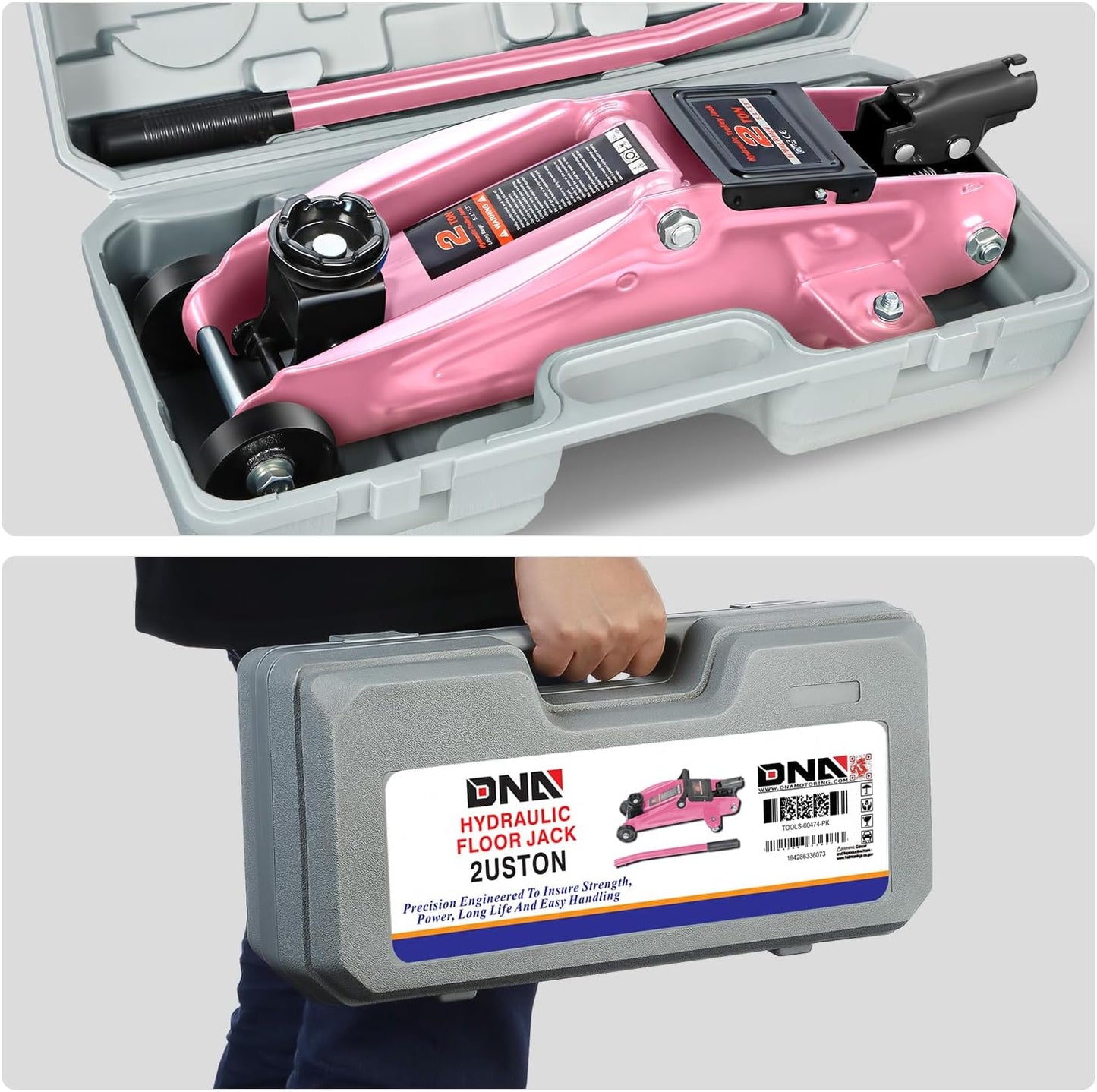 DNA Motoring Low Profile Hydraulic Trolley Service/Floor Jack, 2 Ton (4000 lbs) Capacity, Lifting Range 5.1"-13", Pink, TOOLS-00474-PK