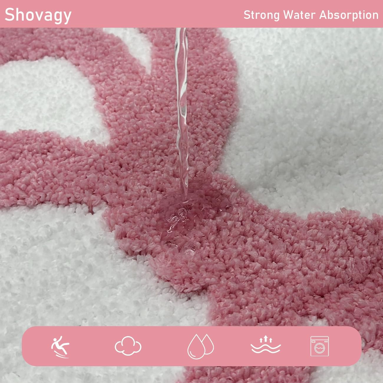 Scalloped Bath Mat Pink Bow Bathroom Rugs Extra Soft Cute Preppy Aesthetic Decor Bath Rug Water Absorbent Quick Dry Non Slip Bath Mats for Bathroom Tub Sink Shower Floor Carpet, 20" x 32"