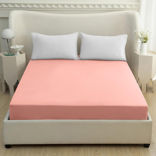Mocassi King Fitted Sheet - Deep Pocket Cooling Sheets up to 16 inch - Hotel Luxury 1800 Premier - Softest Sheets - Wrinkle Resistant - 1 Single Bottom Fitted Sheet, King, Peach Pink