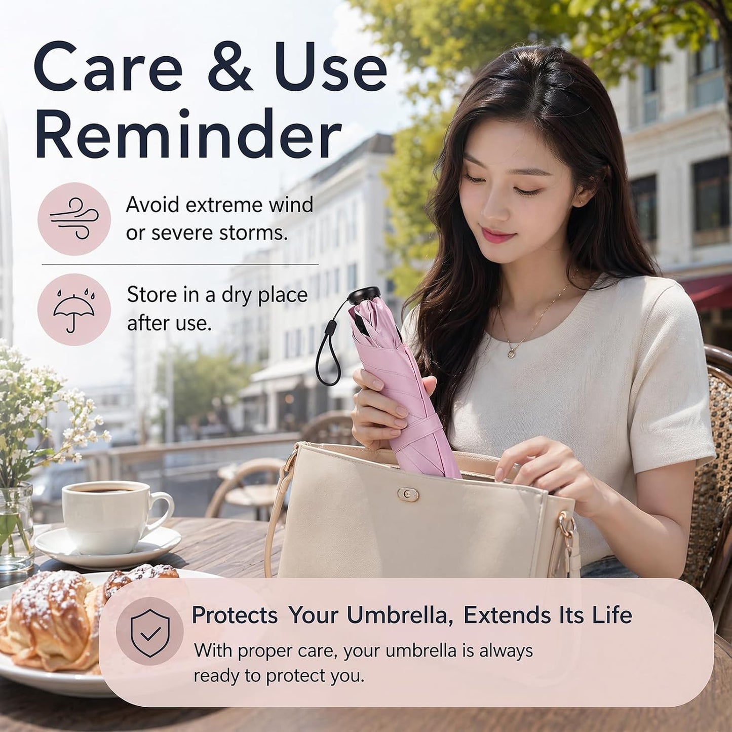 UPF 50+ Pencil Umbrella from Japan - 103g Ultra-Light Compact Umbrella for All-Weather Protection