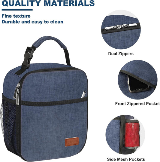 Femuar Lunch Box for Men Women Adults, Small Lunchbox for Work Picnic - Reusable Lunch bag Portable Lunch tote, Blue
