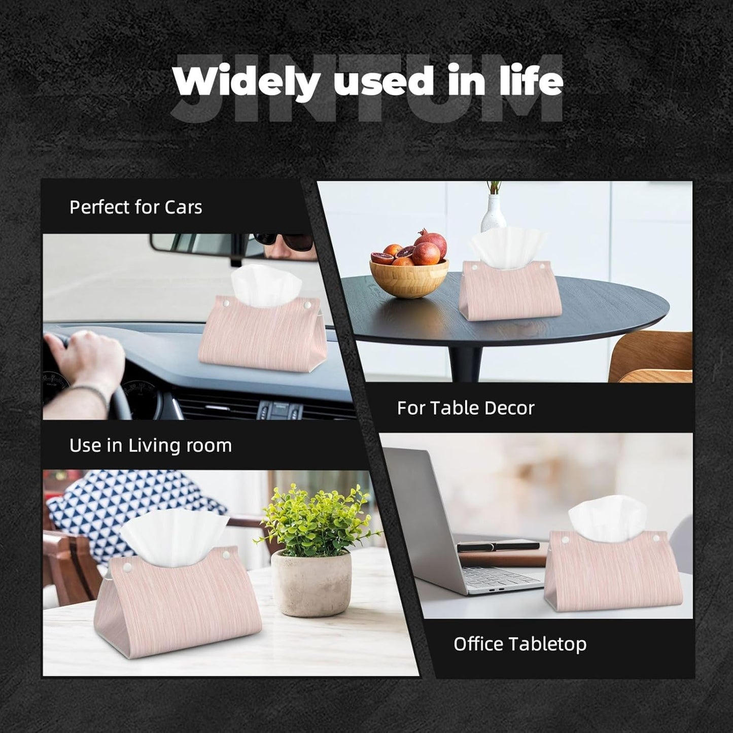 Light Pink Pastel Pattern Subtle Vertical Stripes Tissue Box Cover Rectangle Pu Leather Tissue Box Holder for Car Bathroom Bedroom Desk Tabletop Decor