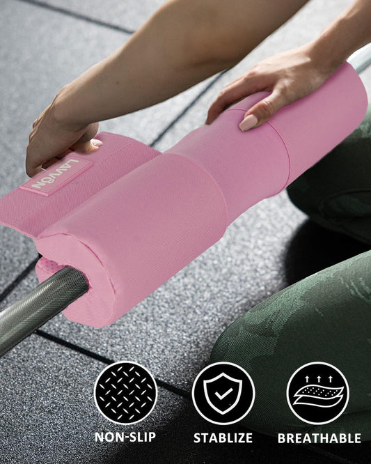 Barbell Squat Pad Set- Nylon Padding AntiSlip- Thick Foam Barbell Pad for Squats Cushion,Lunges&Bar Padding for Hip Thrusts -Standard Olympic Weight Bar Pad (Wrist Straps Weightlifting-Ankle Straps)