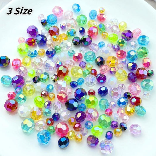 Jmassyang 400 Pieces 8mm Glossy Acrylic Faceted Beads AB Color Crystal Round Plastic Spacer Crafts Bead for DIY Necklaces Bracelets Earrings Jewelry Making Bead Curtains Home Decoration(Peach AB)