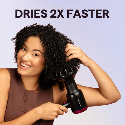 Wavytalk Hair Dryer with Diffuser, Blown Away Ionic Blow Dryer for Curly Hair with Comb, 1875W Fast Drying Hair Dryer with Ceramic Technology, 3 Attachments for All Hair Types, Light and Quiet, Pink