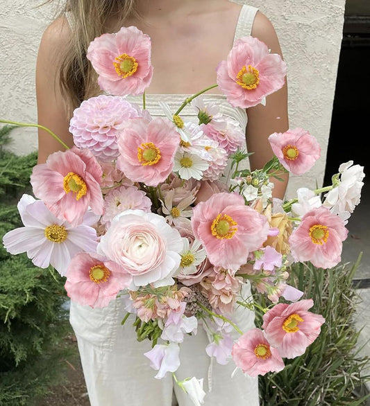 Faux Poppy Flowers,8PCS Pink Silk Poppies 23.2in Artificial Poppy Flowers Fake Poppies for Wedding Bouquet Party Table Centerpiece Arrangement Home Decor(Pink)