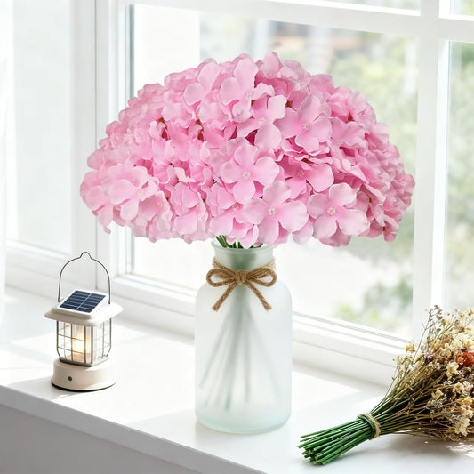 65Pcs Pink Hydrangea Artificial Flowers Bulk,Realistic Silk Fake Flowers with Stems,Faux Hydrangea Flowers for Wedding Home Decor Centerpieces Living Room Garden Party Baby Shower Decoration