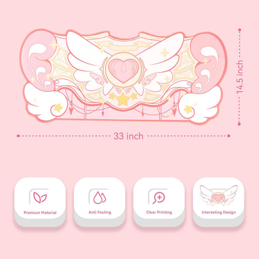 GeekShare Large Gaming Mouse Pad Kawaii Pink Non-Slip Rubber Back Mouse Pad Big Waterproof Desk Mat for Keyboard and Mouse Perfect for Gaming,or Home Office Work - Star Wings(Super Dense Cloth)