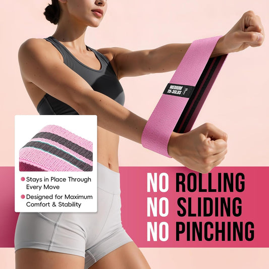 Fabric Resistance Bands for Working Out with Exercise Guide, 3 Levels Hip & Glute Bands Set for Legs, Squats, Yoga, Fitness & Physical Therapy for Women and Men