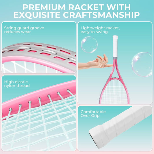 HIRALIY Tennis Rackets 2 Pack for Adults Beginners - 27 Inch Lightweight Aluminum Tennis Racquet Set with 3 Balls & Carry Bag - Vibration Dampening & Large Sweet Spot for Men Women Couples