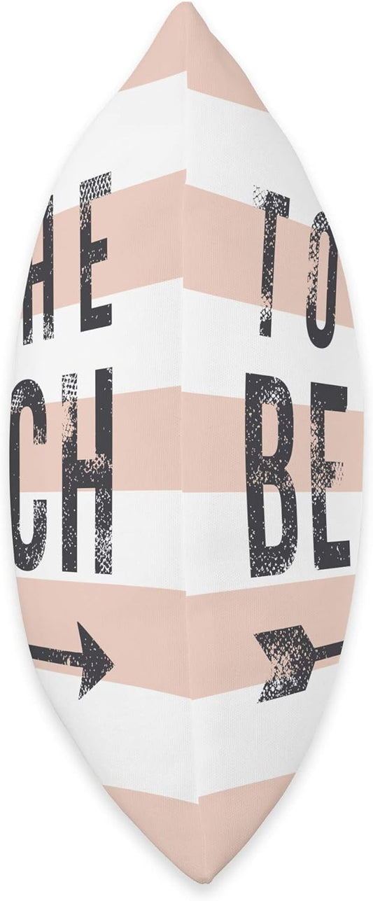 To The Beach - Cute Summer Quote - Pastel Peach Stripe Throw Pillow