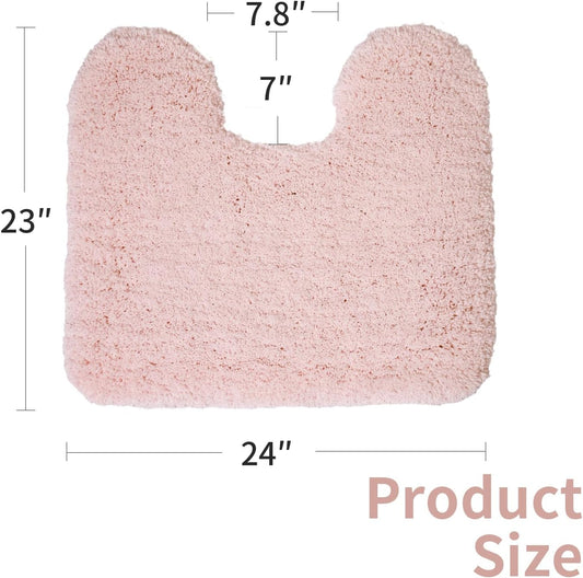 Disolla Toilet Rug U Shaped Pink 23x24 Machine Washable Non Slip Toilet Floor Mat Soft Plush Contour Rug for Bathroom Floor