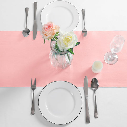 Manyshofu 4Pcs Satin Blush Table Runner - 12 x 108 Inch Long Size, Party Table Runner Decor Bright & Smooth Wedding Decorations Table Runners for Banquet Chef Birthday Buffet Dinner Graduations