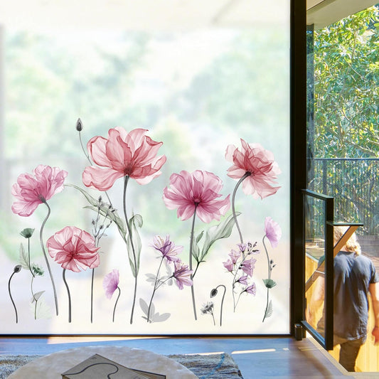 decalmile Large Flower Wall Decals Gifts for Mom Pink Watercolor Floral Blossom Wall Stickers Bedroom Living Room TV Background Home Decor