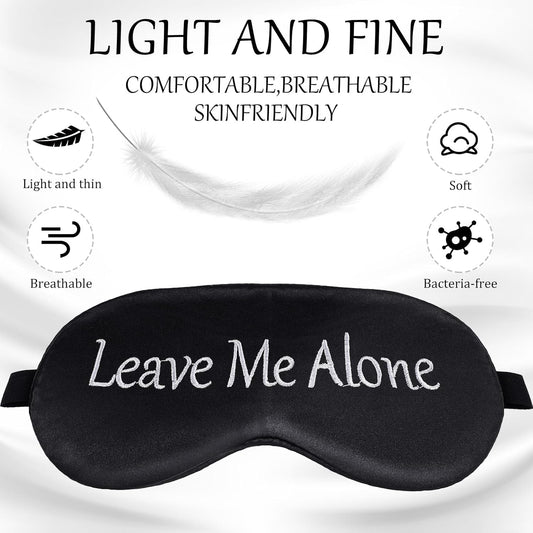 Geyoga 4 Pieces Funny Sleep Mask Silk Eye Mask Soft Blackout Blindfold with Adjustable Strap Sleeping Eye Cover for Women Men Night Travel, Nap, Meditation (Champagne, Grey, Purple, Black)