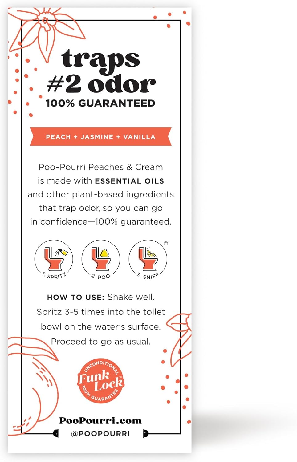 Poo-Pourri Before-You-Go Toilet Spray, Peaches & Cream, 2 Fl Oz - Peach, Jasmine and Vanilla
