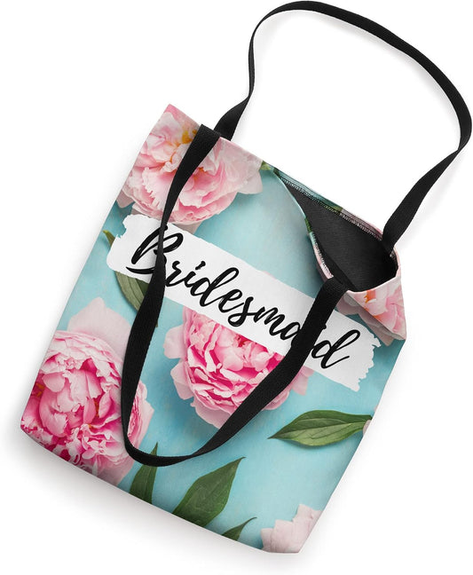Pink Peach Aqua Blue Peony Bridesmaids gift Tote Bag