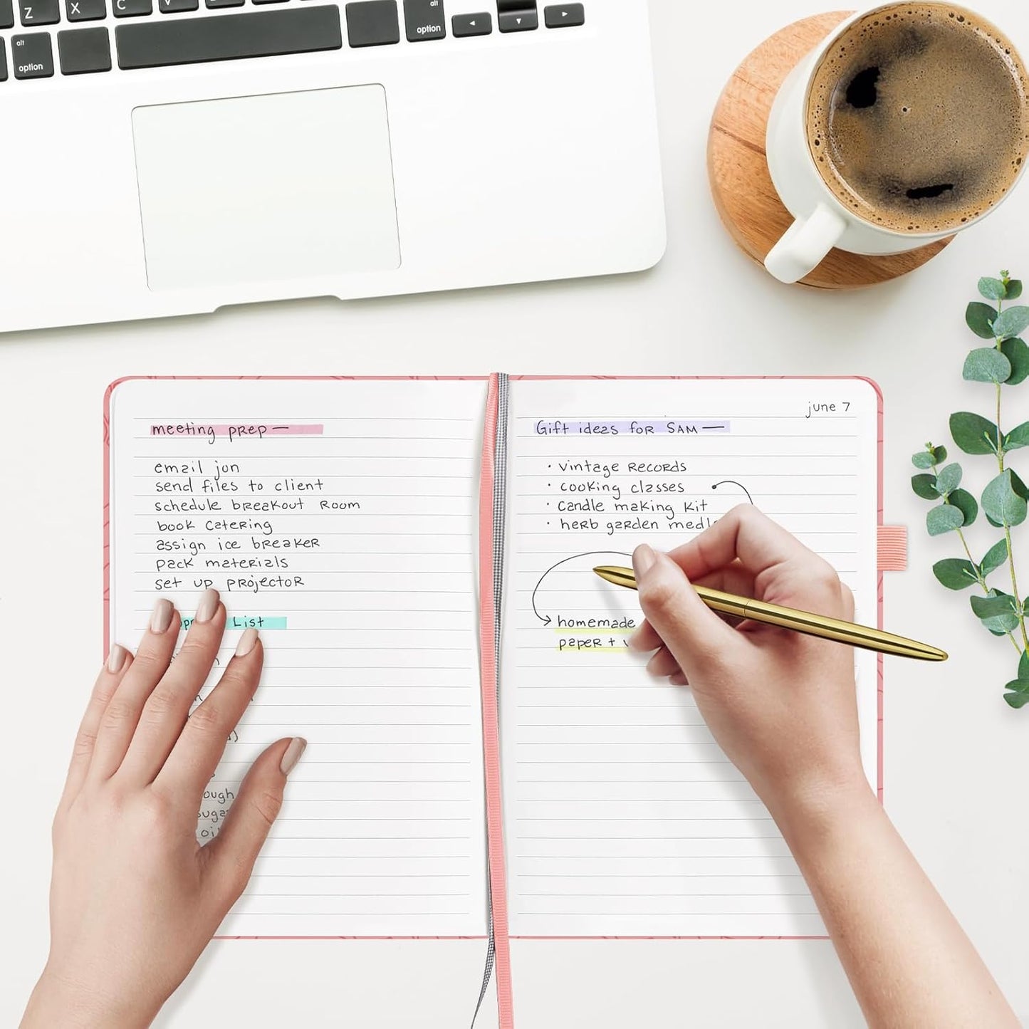 &And Per Se Lined Hardcover Notebook – A5 5.7"x8" College Ruled, 160 Pages, 100gsm Thick Paper – Aesthetic Journal for Women, Gift-Ready Planner, Everyday Writing Notebook (Peach Pink)