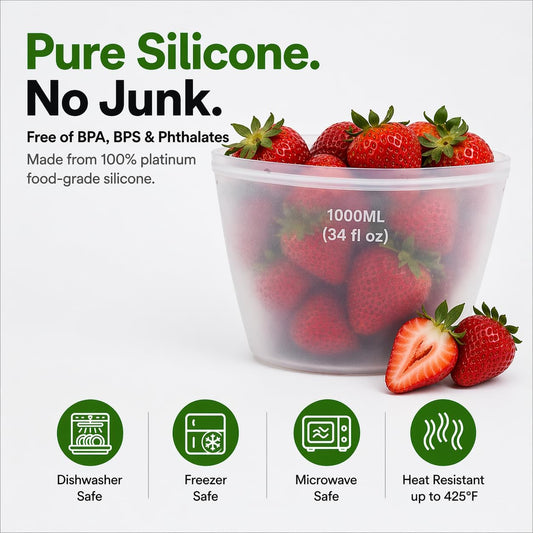 Reusable Silicone Food Storage Bags (3-pack) โ Leakproof, Freezer & Microwave Safe, Stand-Up Design โ Eco-Friendly, BPA Free Containers for Meal Prep & Storage (Pink)
