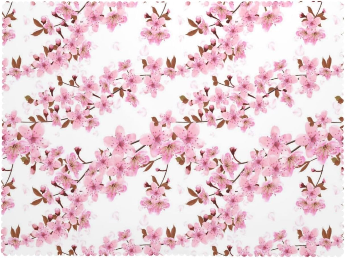Cherry Flower Rectangle Tablecloths Japanese Pink Floral Table Cloths Dacorative Kitchen Dining Tablecloth for Rectangular Tables,Washable Table Cover for Party 54 x 72 Inch
