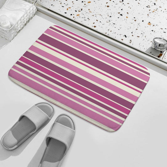 Pink Beige Stripes Bath Mat Rug 32x20, Ultra Soft Bathroom Rug, Non Slip and Absorbent Bath Rug Carpet for Bathroom Floor, Tub and Shower
