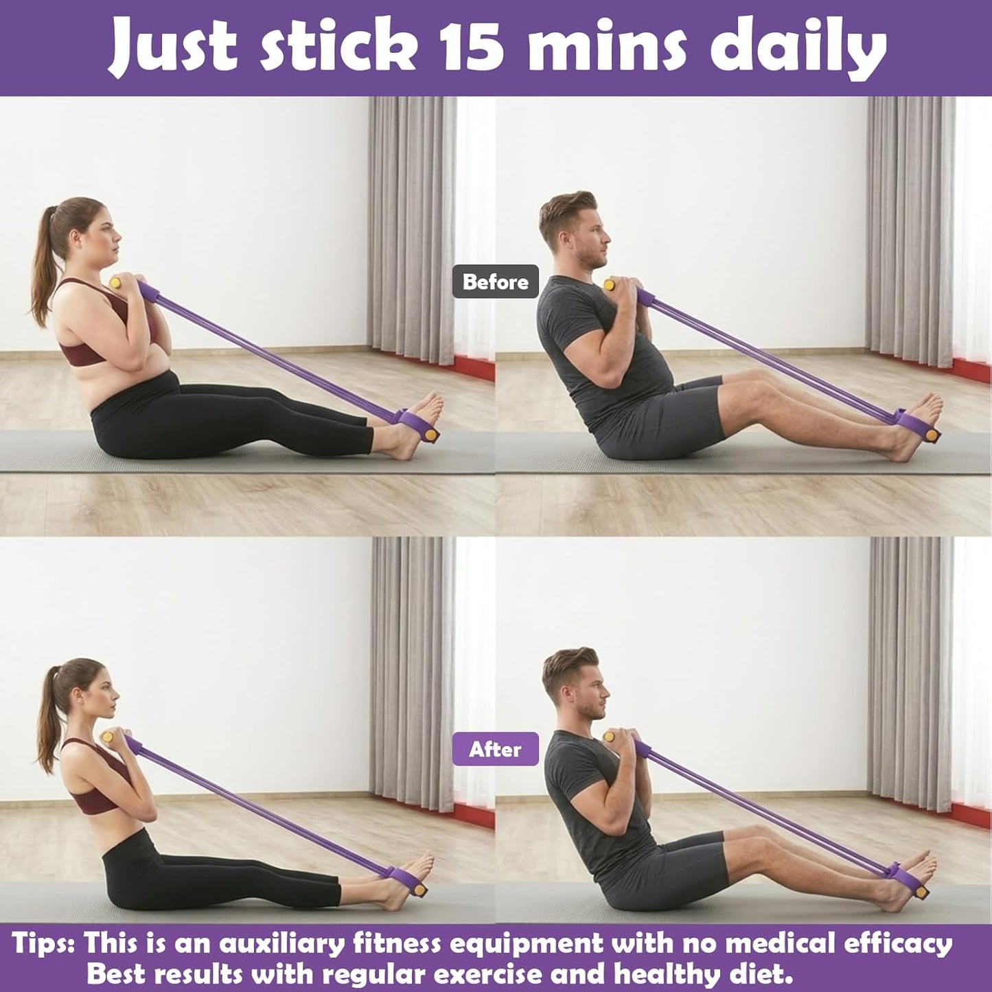 Multifunctional Pedal Resistance Band with Handle,4/6/8 Tubes for All Weights,Upgrade Heavy-Duty TPE Tubes with 300% Stretch for Full Body Workouts.