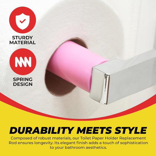 Qualihome Pink Universal Plastic Spring Loaded Toilet Paper Roll Holder Replacement Rod, Pink Toilet Paper Roll Replacement Rod