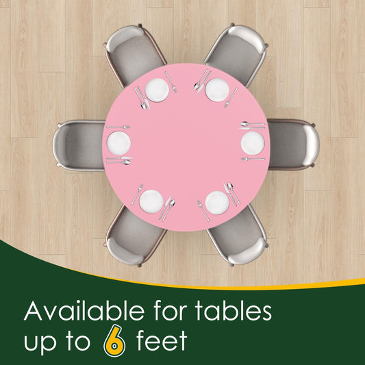 Pink 5 Pack 84 Inch Plastic Tablecloth Disposable Tablecloth for Round Table, Party Plastic Table Cloth