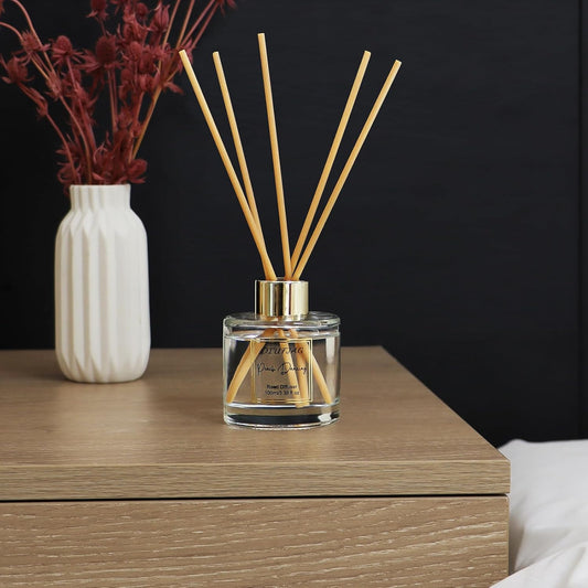 100ml Scent Diffuser with 6 Fiber Sticks, 3.5 oz Reed Diffuser Set Aromatherapy Fragrance Diffusers Air Fresheners for Home Bedroom Bathroom (Peach)