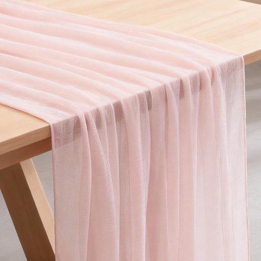 2PCS Light Pink Cheesecloth Table Runner 33x120 Inch 10 FT Rustic Gauze Table Runner for Wedding Birthday Party Baby Bridal Shower Home Decor Holiday Decorations