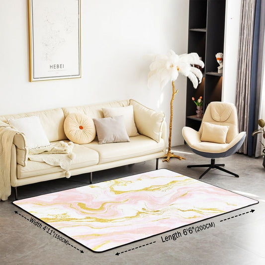 Erosebridal Marble 5x7 Large Area Rug, Preppy Pastel Pink Living Room Rug, Abstract Marble Texture Design Rugs for Bedroom Retro Style Watercolor Artwork Design Indoor Floor Mat, Minimalist Decor