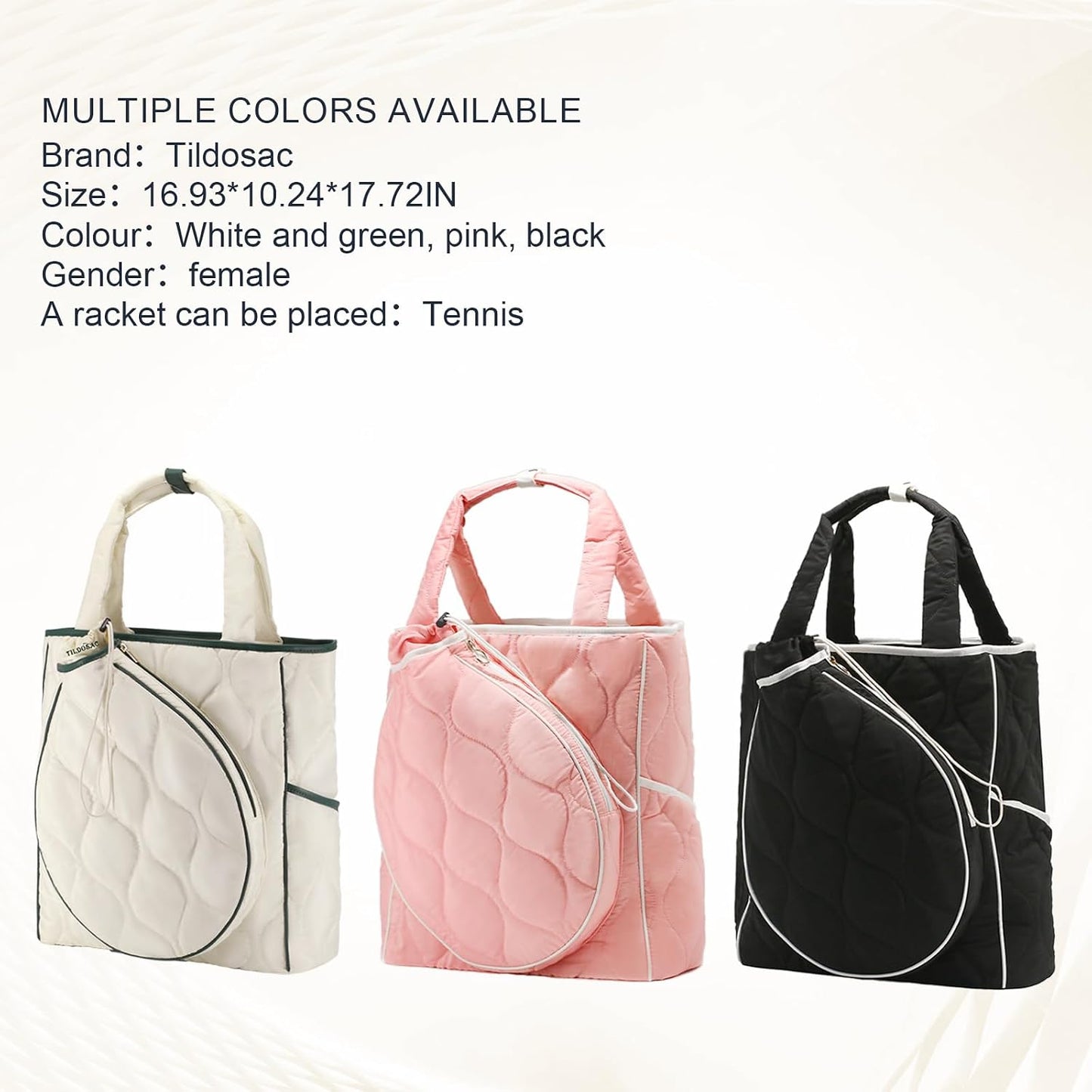 2-in-1 Tennis Tote Bag & Tennis Racket Backpack – Extra-Large Quilted Pickleball Racquet Bags, Water-Resistant & Lightweight for Men & Women