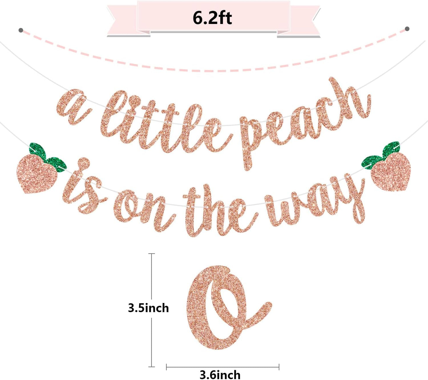 A Little Peach is on the Way Banner Baby Shower/Gender Revel Party Decorations Newborn Baby First Birthday Party Banner Fruit Theme Birthday Banner Rose Gold Glitter