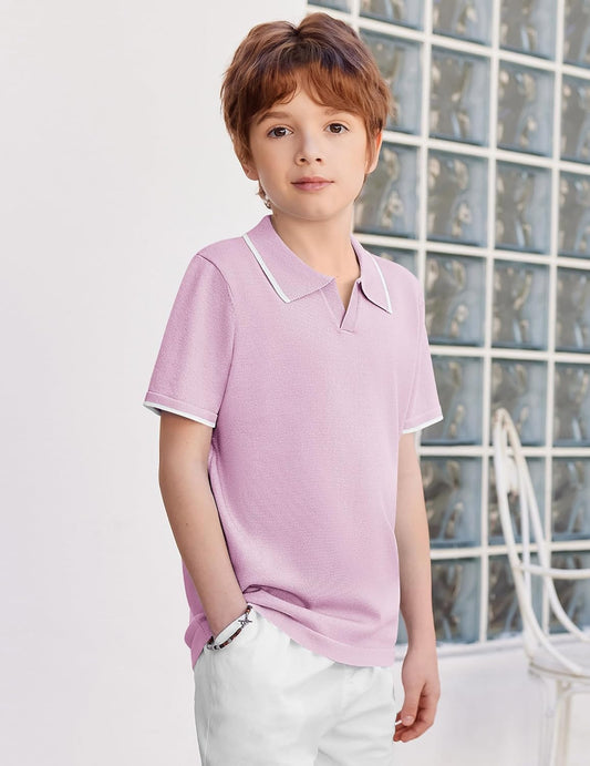 Arshiner Boys Polo Shirts Short Sleeve Vintage Knit Golf Shirts School Uniform Shirt Kids Casual Tee Tops for 4-14 Years