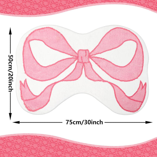 JarThenaAMCS Bow Rug Mat Pink Coquette Bowknot Bathmat 20 x 30 Inch Bathroom Mat for Room Decoration Kitchen Living Room